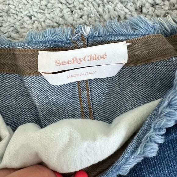 See by Chloe Pleated Denim Skirt, Size 28 - Picture 4 of 6